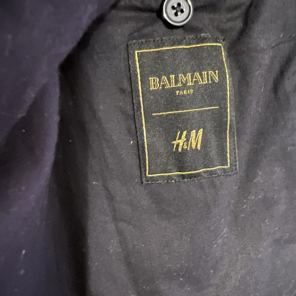 Balmain x H&M Gold Lion Embroidered Leather Jacket - Picture 10 of 11